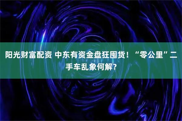 阳光财富配资 中东有资金盘狂囤货！“零公里”二手车乱象何解？